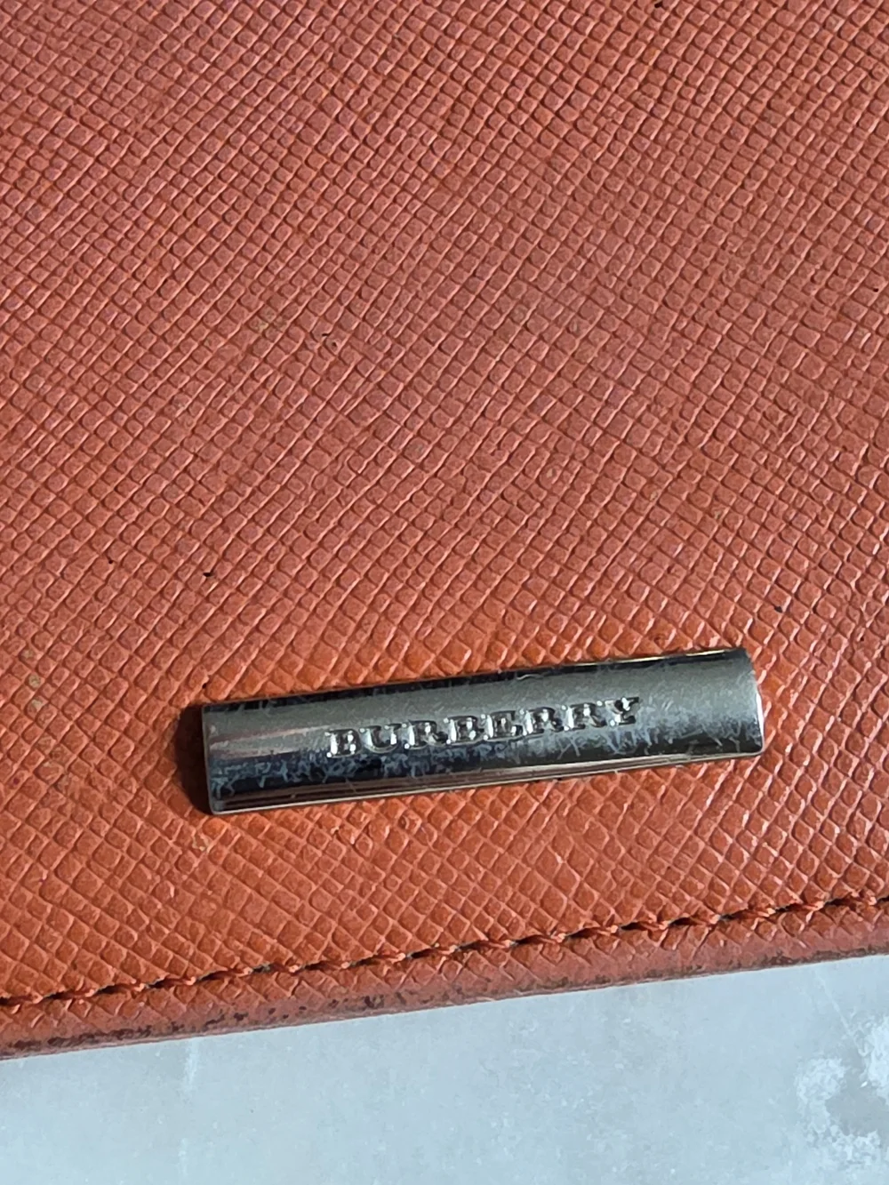 Burberry Coral Orange Saffiano Leather Bifold Wallet - Picture 3 of 7
